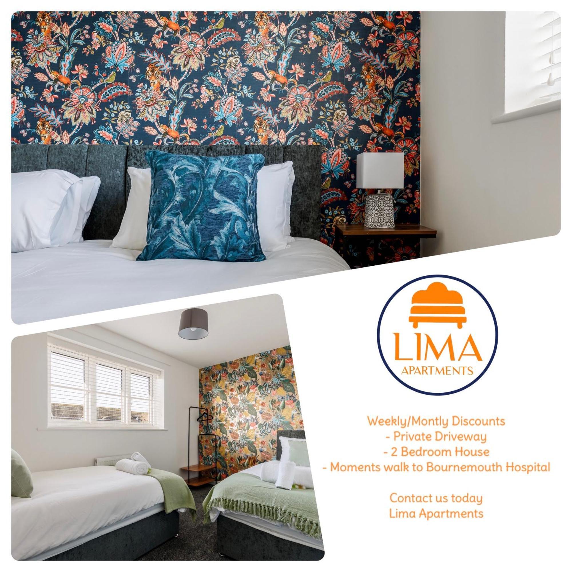 2 Bedroom House-Driveway - Bournemouth Hospital - Long Stay Discounts - Lima Apartments Ltd 外观 照片